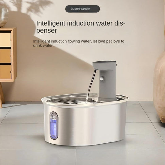 Stainless Steel Cat Water Dispenser Wireless Intelligent Automatic Circulating Water Machine Pet Smart Battery-Powered Feeder eprolo