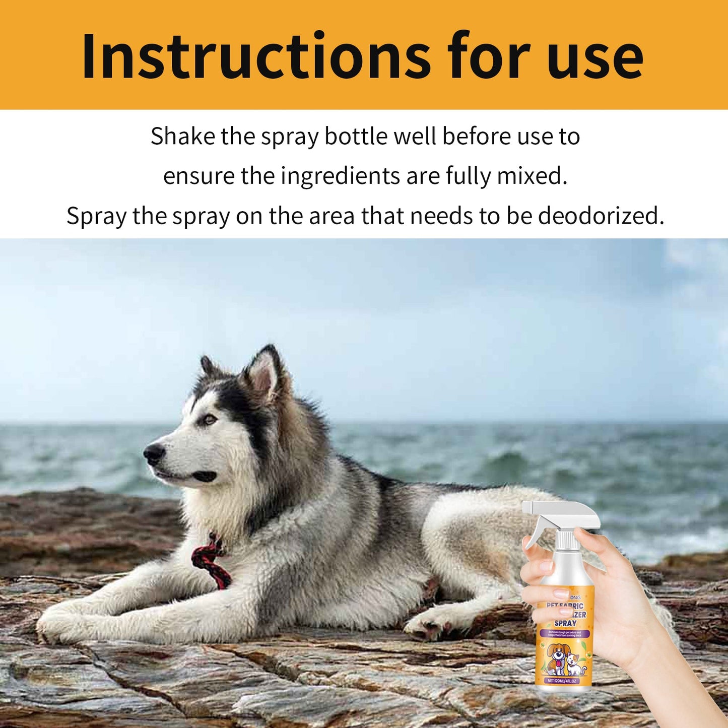 Pet Fabric Deodorizer Spray, Fresh Air Clean Pet Odors Indoor Air Fresh Long-Lasting Deodorant eprolo