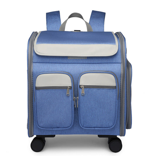 Large Space And Silent Universal Wheel Cat Bag Folding Trolley Pet Bag eprolo