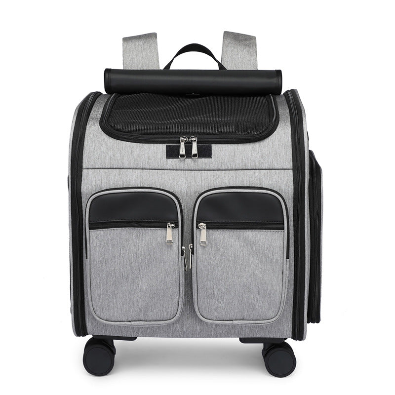 Large Space And Silent Universal Wheel Cat Bag Folding Trolley Pet Bag eprolo