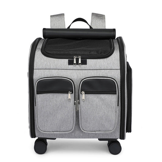 Large Space And Silent Universal Wheel Cat Bag Folding Trolley Pet Bag eprolo
