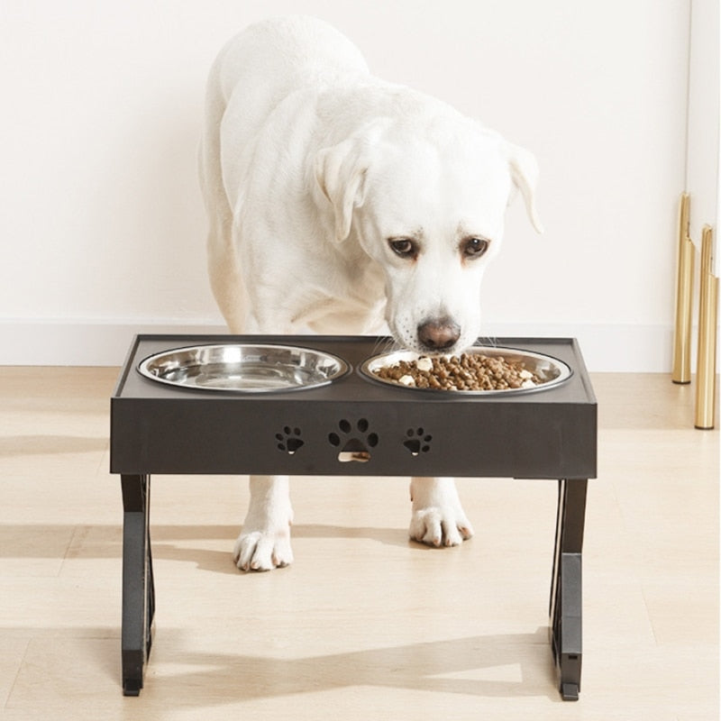 Anti-Slip Elevated Double Dog Bowls Stainless Steel Water Food Container Adjustable Height Pet Feeding Dish Feeder eprolo