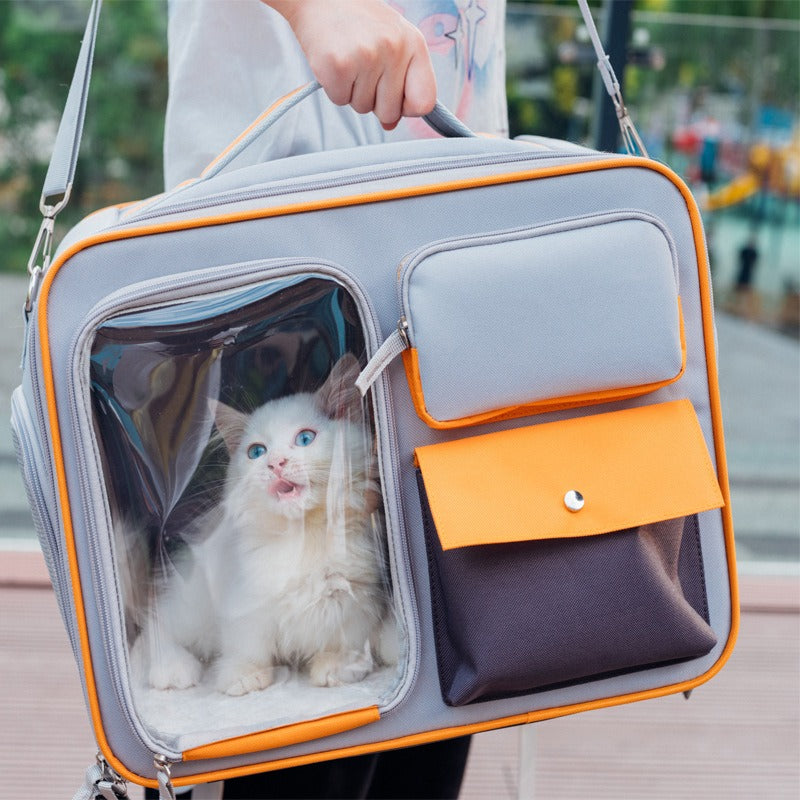 New Large-Capacity Dog And Cat Backpack Out Portable Canvas Shoulder Cat Bag Cross Pet Bag eprolo