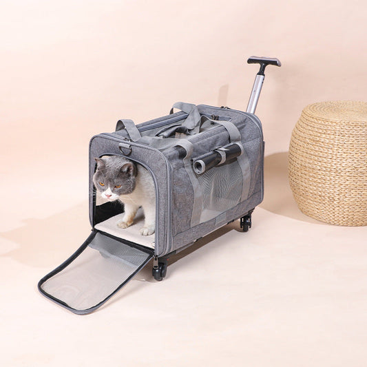Travel Cat Carrier Summer Dog Pet Bag Foldable Cat Pet Box Breathable Portable Pet Trolley Case eprolo