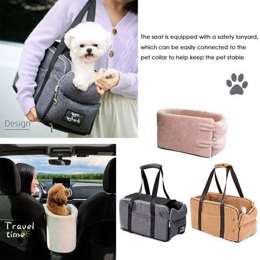 Puppy Cat Bed Car Console Pet Litter Portable Car Handrail Dog Cat Mat Travel Bed Safety Pet Seat
