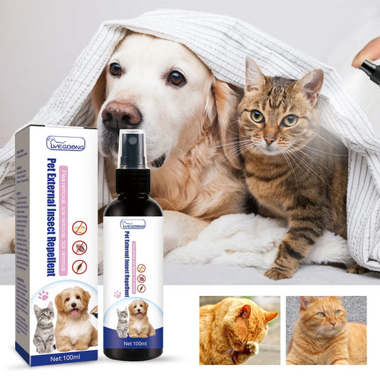 Yegbong Pet Flea Spray, Cat And Dog Pet Skin Cleansing External Lice Tick Anti-Itch Spray eprolo