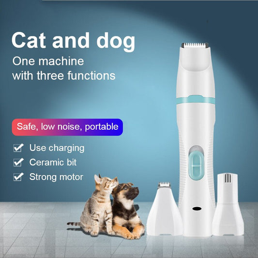 Multifunction 3 IN 1 Pet Grooming Machine Dog Cat Hair Trimmer Pets Clippers Nail Grinding & Foot Hair Trimmer USB Rechargeable eprolo