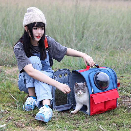 Cat Bag Large Capacity Portable Pet Bag Breathable Backpack Cat Bag Foldable Pet Backpack eprolo