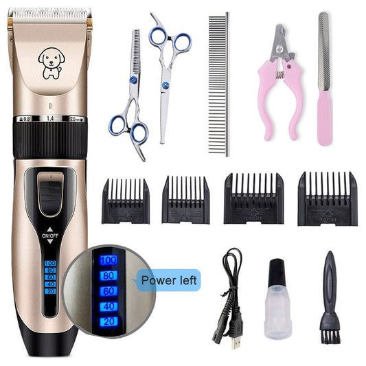 Pet Cat Dog clippers professional Dogs grooming clipper groomer kit USB Rechargeable Low-noise Pets Hair Trimmer Display battery eprolo