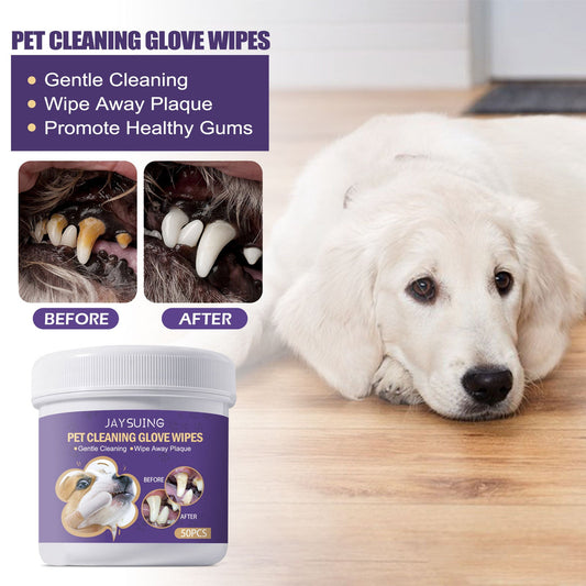 JAYSUING Pet Cleaning Glove Wipes, Pet Gum Care Gently Clean Dental Tartar Odor eprolo