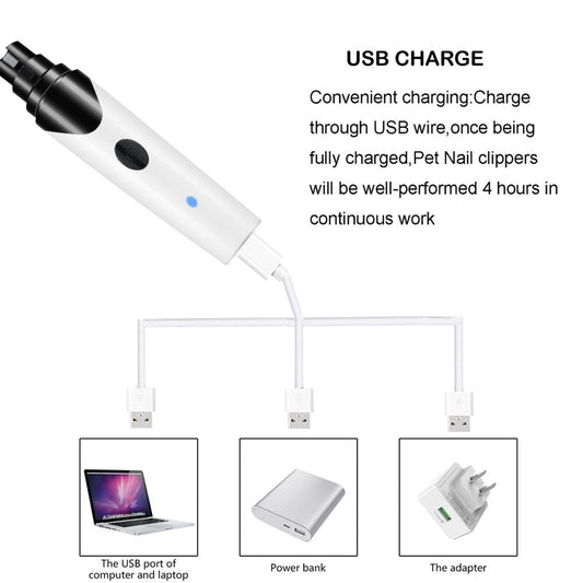 Rechargeable Dog Nail Grinders USB Charging Pet Nail Clippers Quiet Electric Dog Cat Paws Nail Grooming Trimmer Tools eprolo