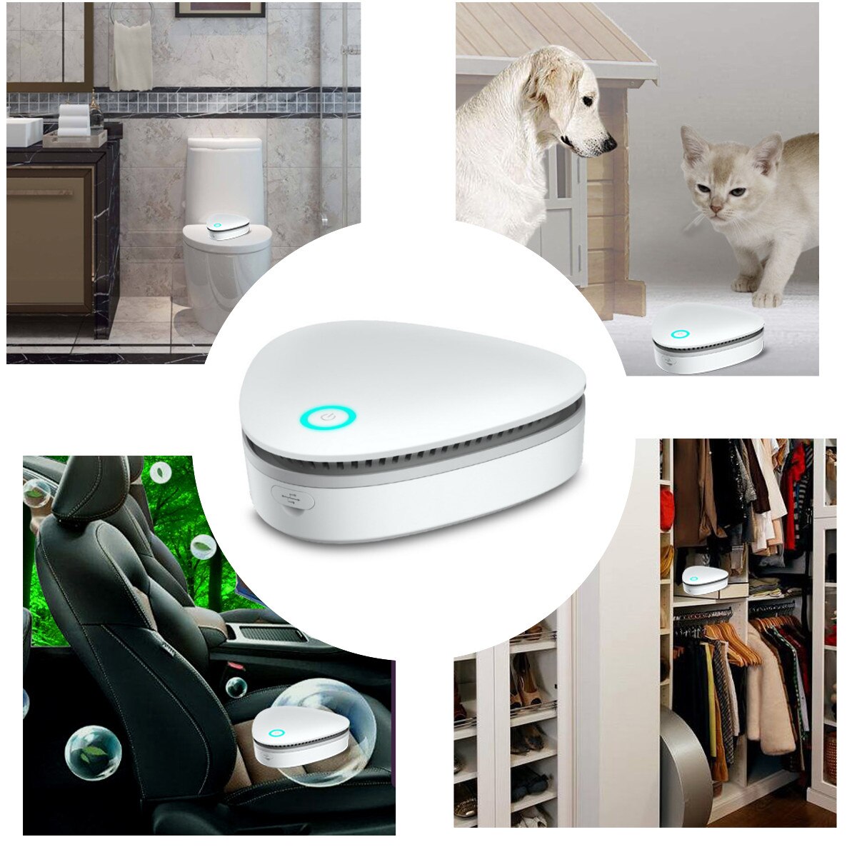 USB Portable Mini Ozone Air Purifier Fresh Deodorant Sterilizer Eliminator for Car Refrigerator Closets Pet Car