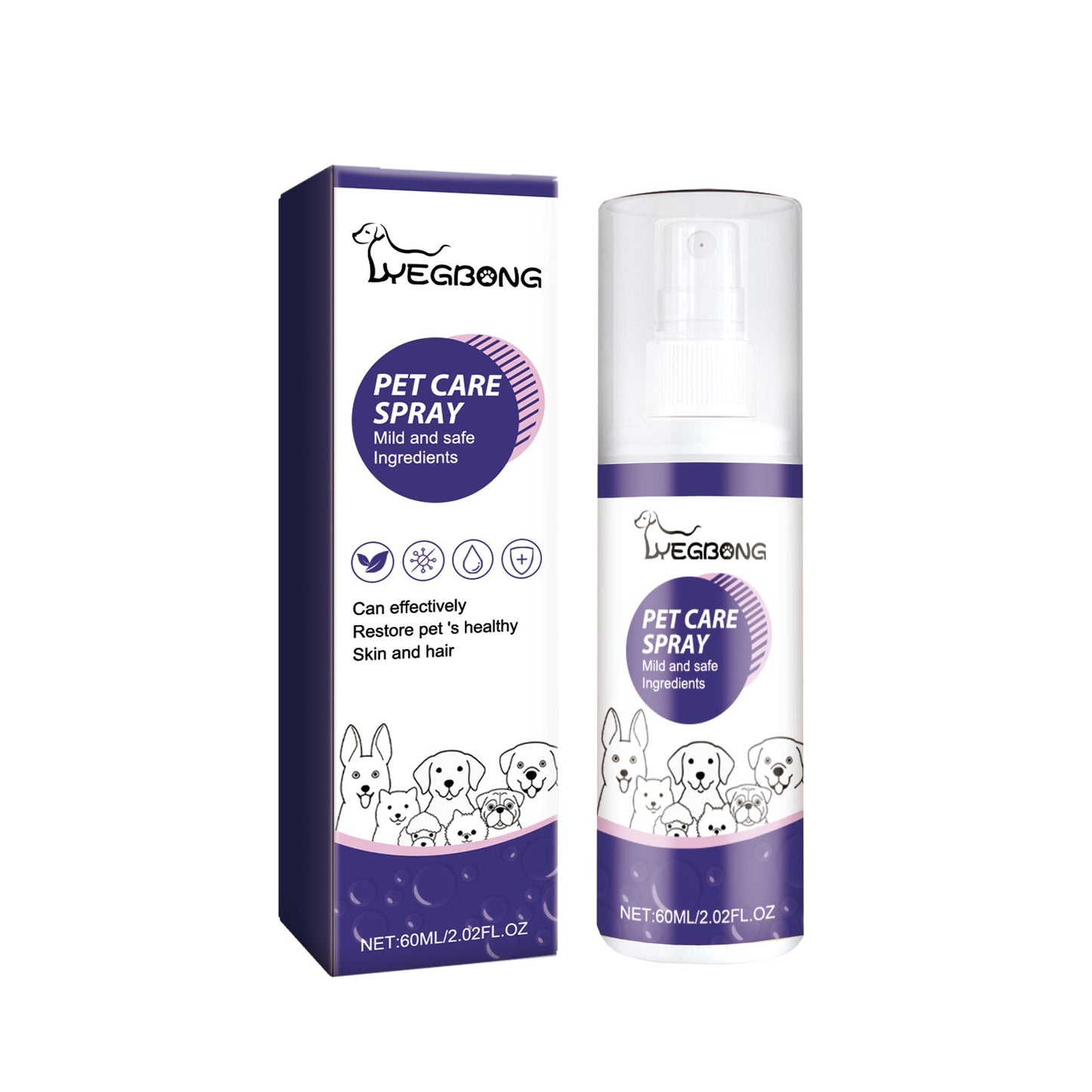 Pet Care Spray, Pet Cat And Dog Skin Wound Care Skin Moss Itchy Repair Spray eprolo