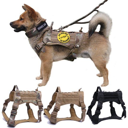 Military Tactical Dog Harness German Shepherd Pet Dog Vest With Handle Nylon Bungee Dog Leash Harness For Small Large Dogs Puppy eprolo