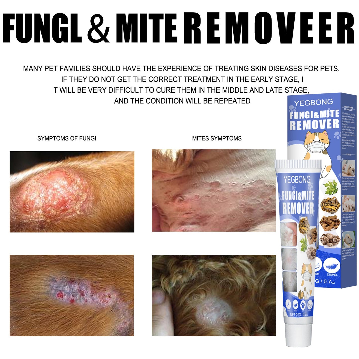 Pet Mite Relief Cream For Pet Dogs And Cats Skin Itching And Mite Removal Topical Care Cream eprolo