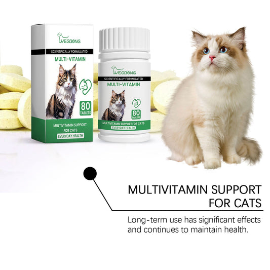 Pet Cat Multivitamin Tablets, Cats Supplement Vitamin Micronutrient Nutritional Supplements eprolo