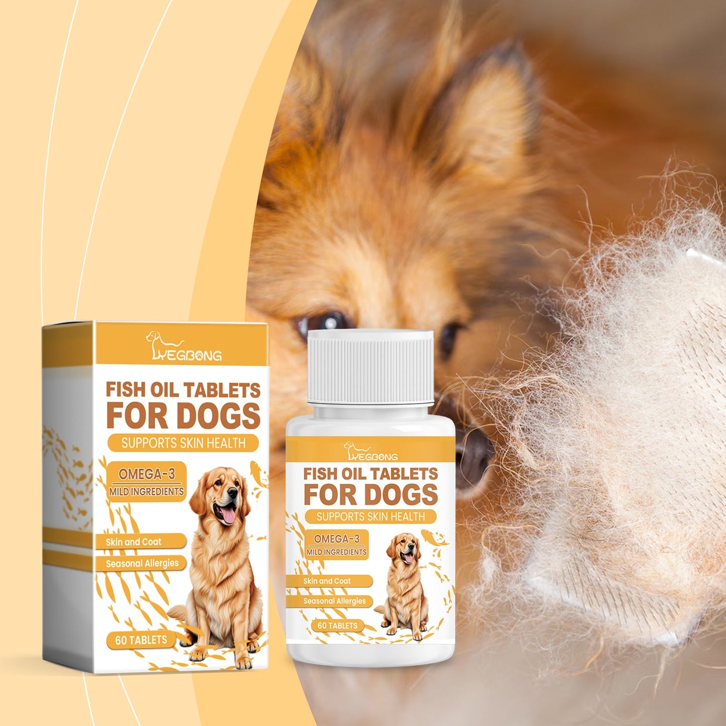 Dog Multi-Dimensional Fish Oil Tablet Pet Dog Hair Care Moisturize Skin Care Pet Health eprolo