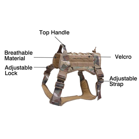 Military Tactical Dog Harness German Shepherd Pet Dog Vest With Handle Nylon Bungee Dog Leash Harness For Small Large Dogs Puppy eprolo