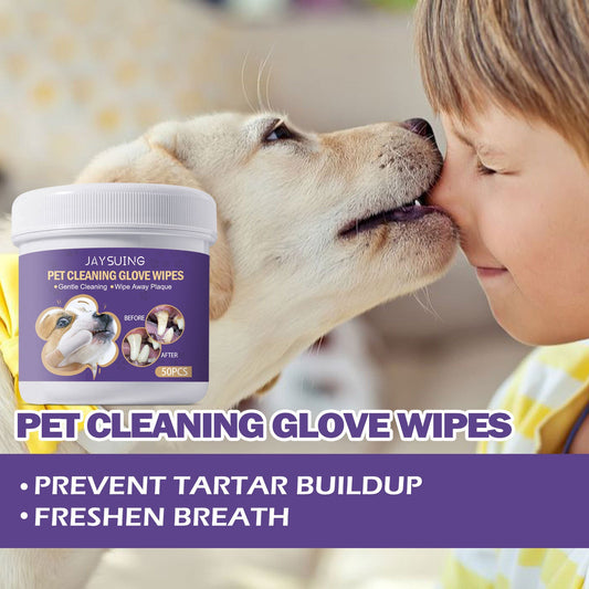JAYSUING Pet Cleaning Glove Wipes, Pet Gum Care Gently Clean Dental Tartar Odor eprolo