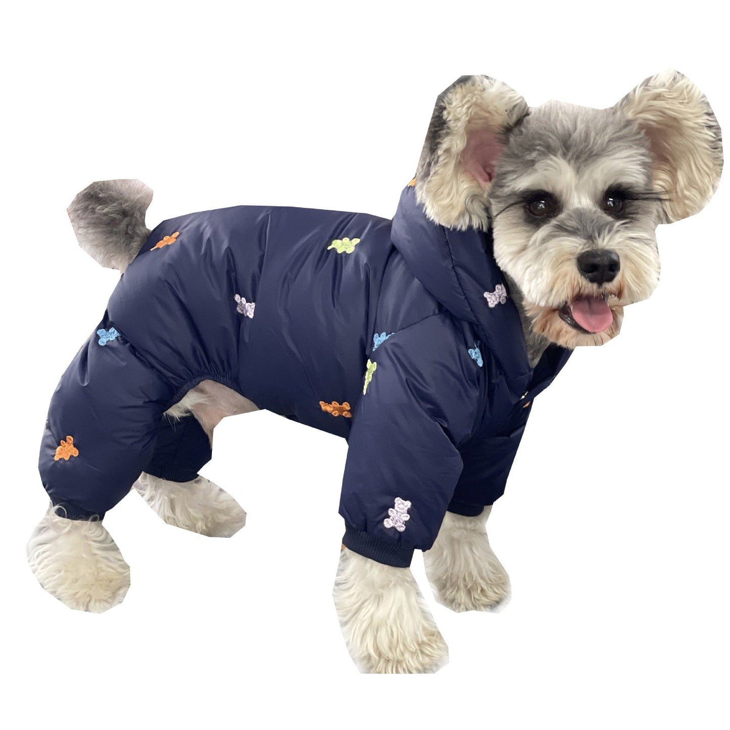 Dog Clothes Thickened In Autumn And Winter Keep Warm Teddy Schnauzer Bomei Bug Bear Hooded Pet Four Legged Down Jacket eprolo