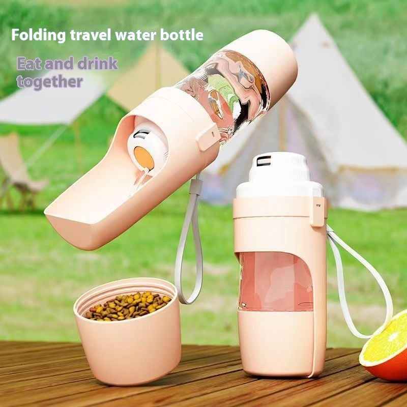 Portable Dog Water Bottle 2-in-1 - Travel Pet Feeder Cup for Outdoor Walking & Hiking