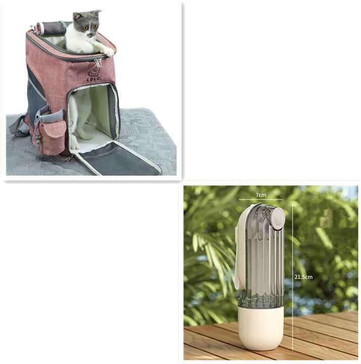 2-in-1 Portable Dog Water Bottle & Food Cup | Segmented Leak-Proof Travel Feeder Bowl for Walking and Outdoor Travel