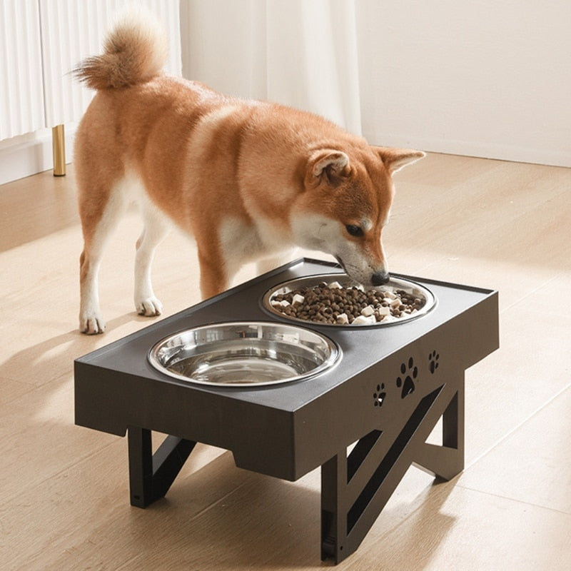 Anti-Slip Elevated Double Dog Bowls Stainless Steel Water Food Container Adjustable Height Pet Feeding Dish Feeder eprolo