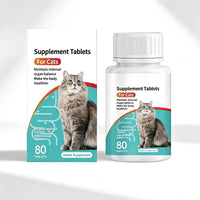 Cat Probiotic Supplement Tablets - Digestive & Gut Health Support with Vitamin B2 & Selenium, Immune, Skin & Vision Care, 80 Tablets