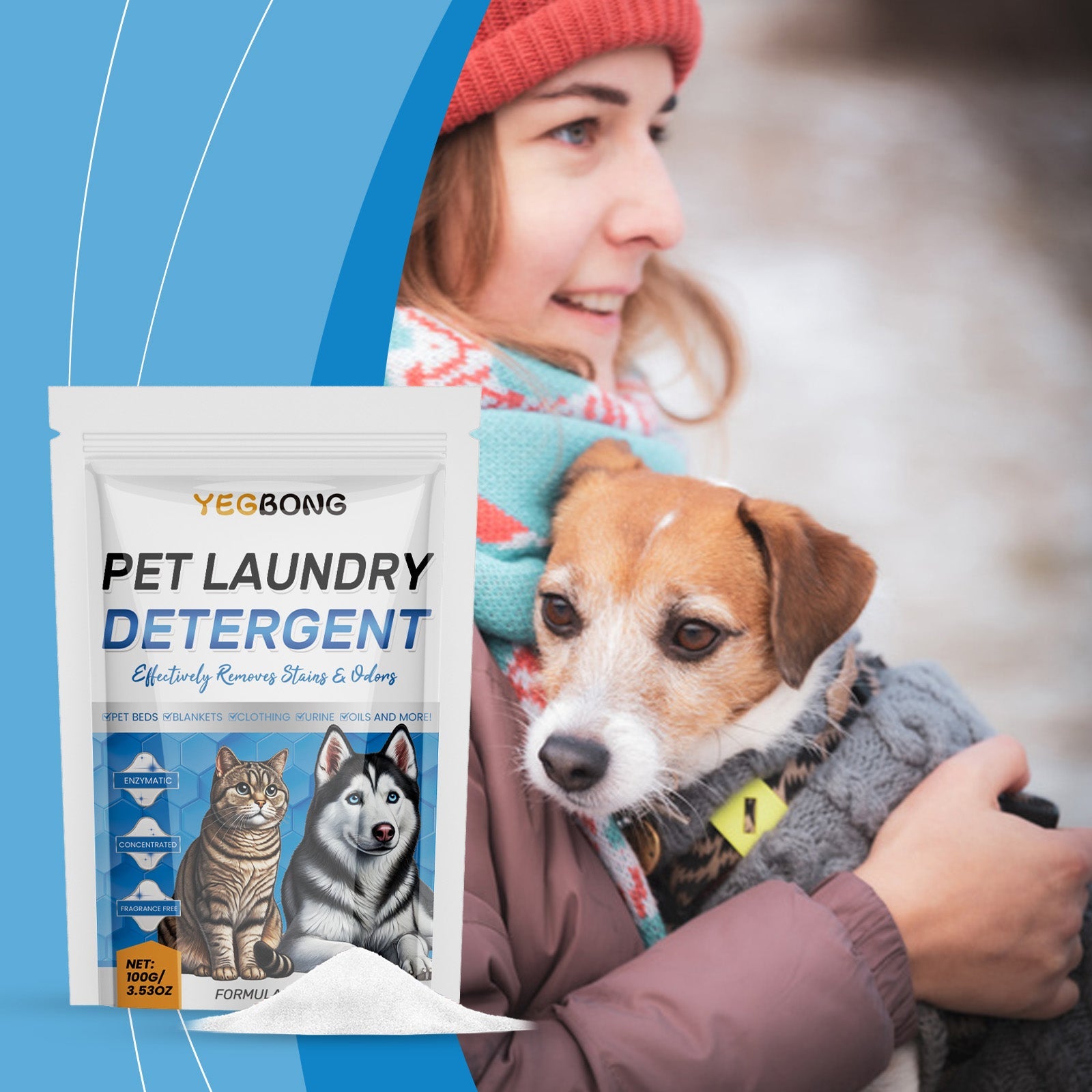 Yegbong Pet Washing Powder Deodorizing Deodorizing Deep Clean Stains Pet Washing Powder Decontamination Powder eprolo