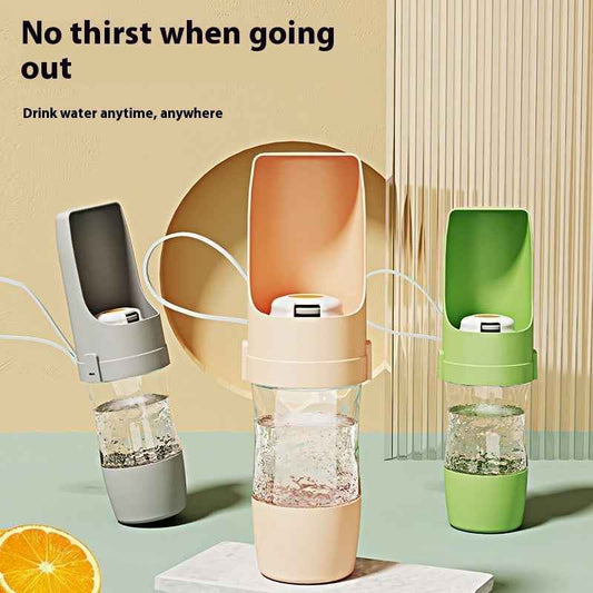 Portable Dog Water Bottle 2-in-1 - Travel Pet Feeder Cup for Outdoor Walking & Hiking