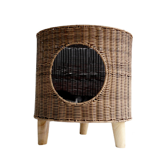 Cane Woven Cat Kennel, Pet Bed, Cat Supplies, Removable and Washable Pet Warm Nest, Knitting Crafts In Summer eprolo