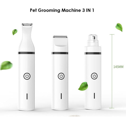 3 IN 1 Pet Grooming Machine Dog Cat Hair Trimmer Paw Nail Grinder Pets Clippers Foot Nail Cutter Hair Cutting Machine USB eprolo