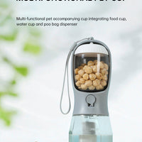 Pet Multifunctional Water Bottle 3 in 1 Portable Pet Water Bottle with Food Container and poop bag eprolo