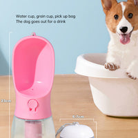 Pet Multifunctional Water Bottle 3 in 1 Portable Pet Water Bottle with Food Container and poop bag eprolo