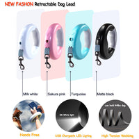 New LED Light Dog Rope Pet Automatic Retractable Leash Ring Luminous Dog Walking Rope Pet Supplies eprolo