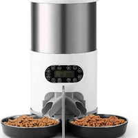 Double Meal Feeder Double Meal Tray Stainless Steel Feeder Automatic Feeder Pet Feeder