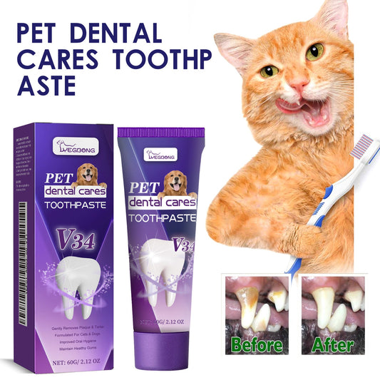 Yegbong Pet V34 Toothpaste, Pet Clean Bad Breath Tartar Care Gum Care Toothpaste eprolo
