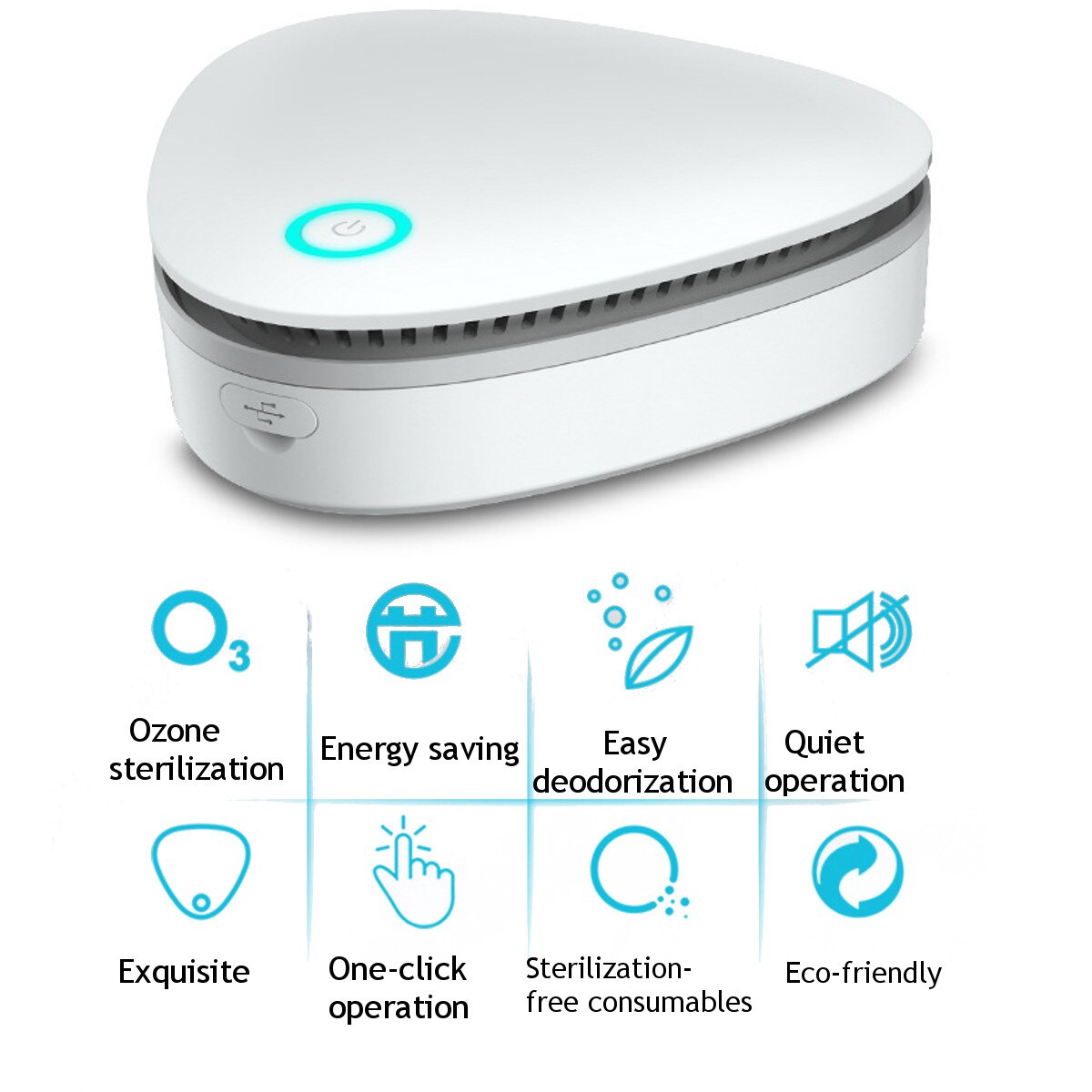 USB Portable Mini Ozone Air Purifier Fresh Deodorant Sterilizer Eliminator  for Car Refrigerator Closets Pet Car