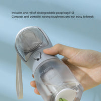 Pet Multifunctional Water Bottle 3 in 1 Portable Pet Water Bottle with Food Container and poop bag eprolo