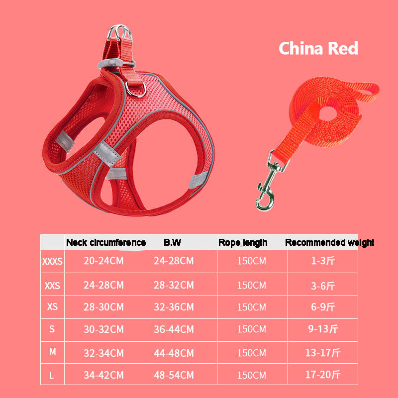 Pet Supplies Vest Pet Leash Cat Dog Chest Strap Breathable Reflective Dog Walking Chain eprolo