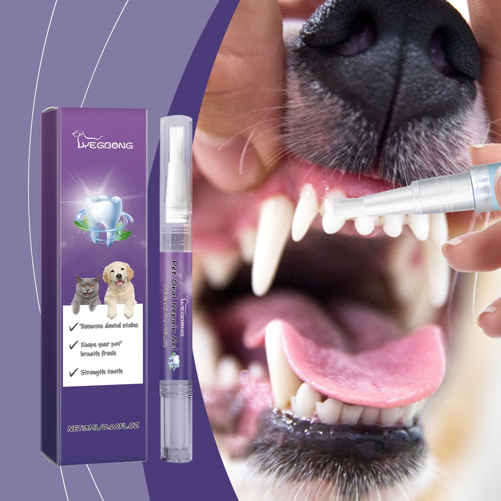 Yegbong Pet Oral Repair Gel, Pet Oral Cleaning And Tooth Stain Removal Yellow Daily Care Gel eprolo