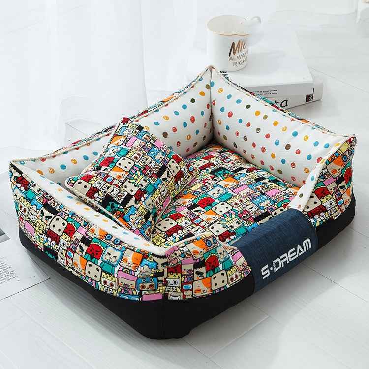 Cozy Pet House Bed with Mat – Warm Accessories for Dogs & Cats