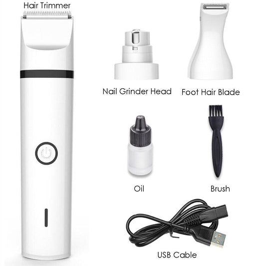 3 IN 1 Pet Grooming Machine Dog Cat Hair Trimmer Paw Nail Grinder Pets Clippers Foot Nail Cutter Hair Cutting Machine USB eprolo