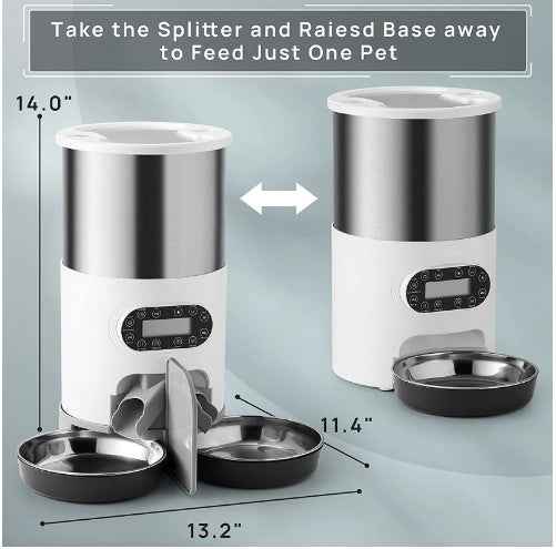 Double Meal Feeder Double Meal Tray Stainless Steel Feeder Automatic Feeder Pet Feeder