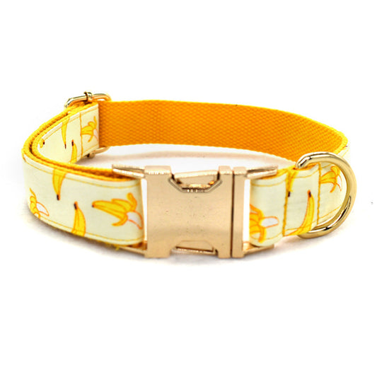 Yellow Banana Dog Traction Rope Pet Collar Pet Supplies Can Be Engraved With Gold Metal Buckle 1.5m Rope eprolo