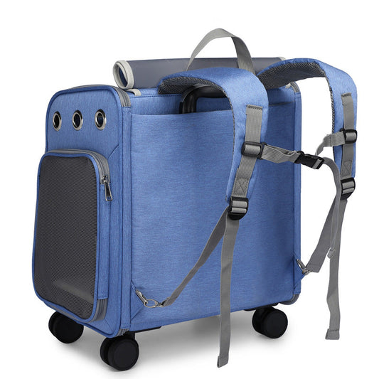 Large Space And Silent Universal Wheel Cat Bag Folding Trolley Pet Bag eprolo