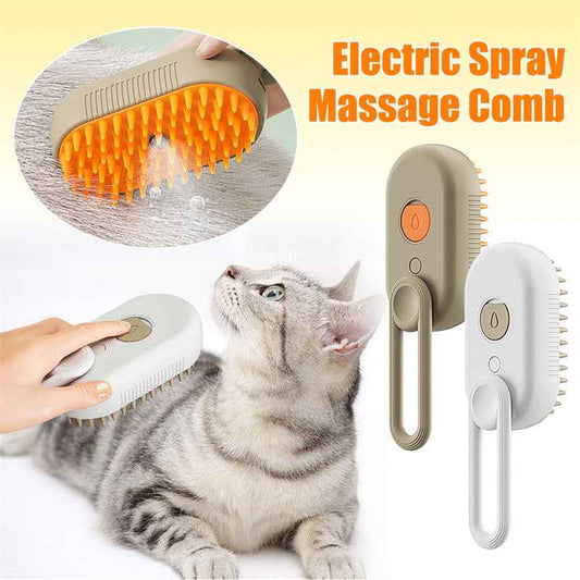 3-in-1 Cat Steam Brush | Electric Spray Pet Grooming Comb & Hair Removal Brush