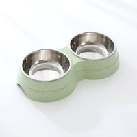 Double Pet Bowls for Food and Water | Stainless Steel Removable Dishes with No-Spill Station for Cats, Puppies, and Small Dogs