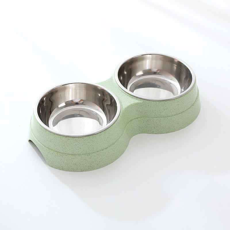 Double Pet Bowls for Food and Water | Stainless Steel Removable Dishes with No-Spill Station for Cats, Puppies, and Small Dogs