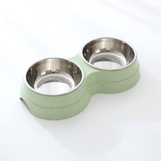 Double Pet Bowls for Food and Water | Stainless Steel Removable Dishes with No-Spill Station for Cats, Puppies, and Small Dogs
